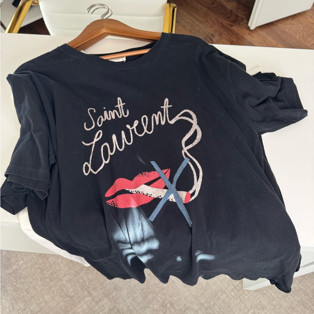 Saint Laurent Black Graphic Tee